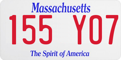 MA license plate 155YO7