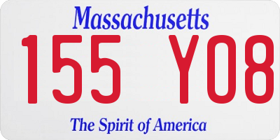 MA license plate 155YO8
