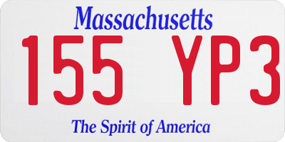 MA license plate 155YP3