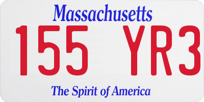 MA license plate 155YR3