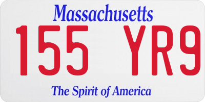 MA license plate 155YR9