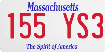 MA license plate 155YS3
