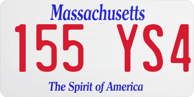 MA license plate 155YS4