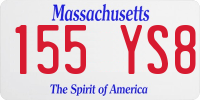 MA license plate 155YS8