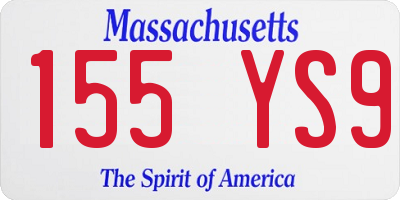 MA license plate 155YS9
