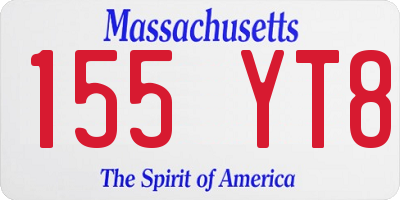 MA license plate 155YT8