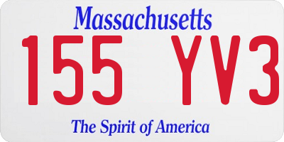 MA license plate 155YV3