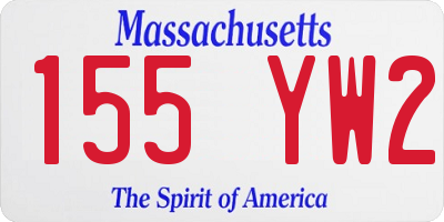 MA license plate 155YW2
