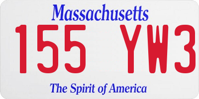 MA license plate 155YW3