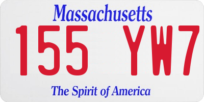 MA license plate 155YW7