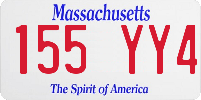 MA license plate 155YY4