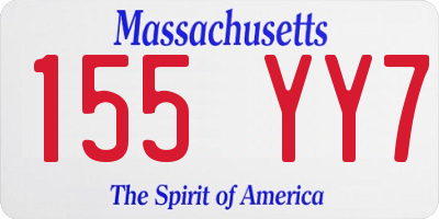 MA license plate 155YY7