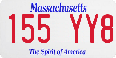 MA license plate 155YY8