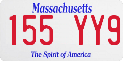MA license plate 155YY9