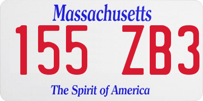 MA license plate 155ZB3