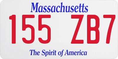 MA license plate 155ZB7