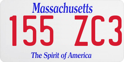MA license plate 155ZC3