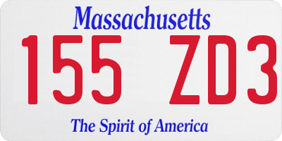 MA license plate 155ZD3