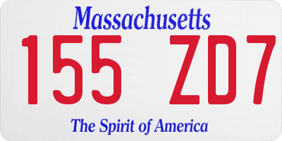 MA license plate 155ZD7