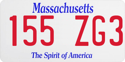 MA license plate 155ZG3
