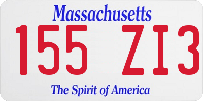 MA license plate 155ZI3