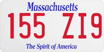 MA license plate 155ZI9