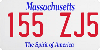 MA license plate 155ZJ5