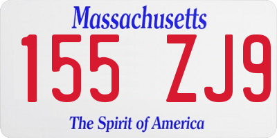 MA license plate 155ZJ9