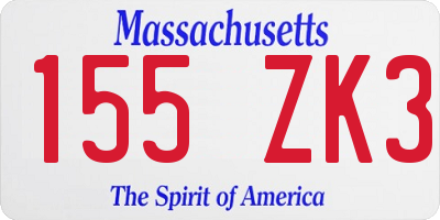 MA license plate 155ZK3
