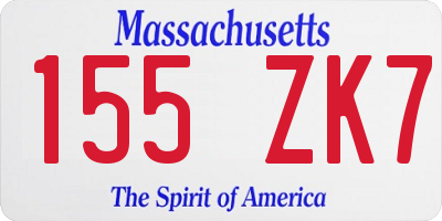 MA license plate 155ZK7