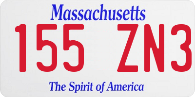 MA license plate 155ZN3