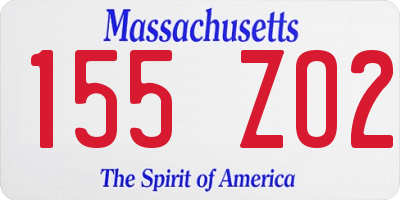 MA license plate 155ZO2