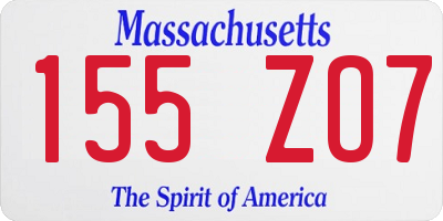 MA license plate 155ZO7