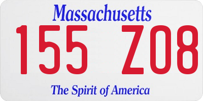 MA license plate 155ZO8