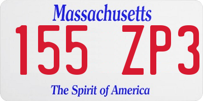 MA license plate 155ZP3