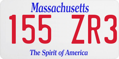 MA license plate 155ZR3