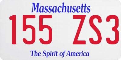 MA license plate 155ZS3