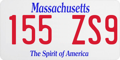 MA license plate 155ZS9