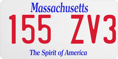 MA license plate 155ZV3