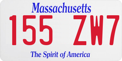 MA license plate 155ZW7