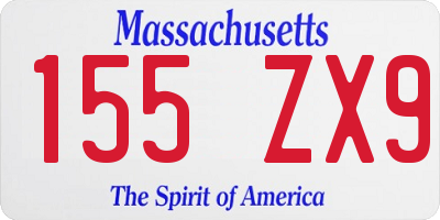 MA license plate 155ZX9