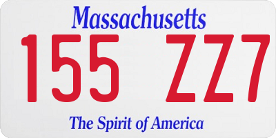 MA license plate 155ZZ7