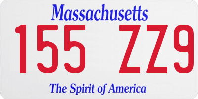 MA license plate 155ZZ9