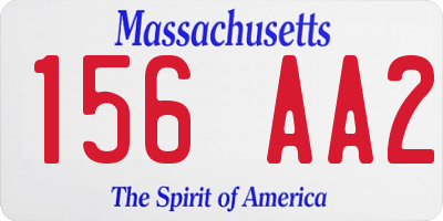 MA license plate 156AA2