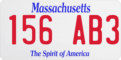 MA license plate 156AB3