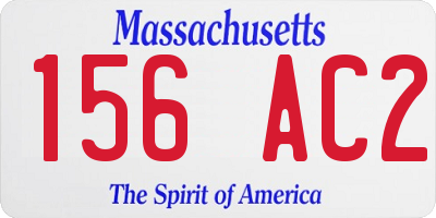 MA license plate 156AC2