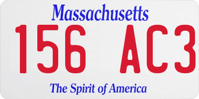 MA license plate 156AC3