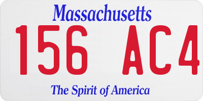 MA license plate 156AC4