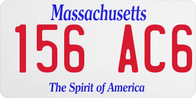MA license plate 156AC6