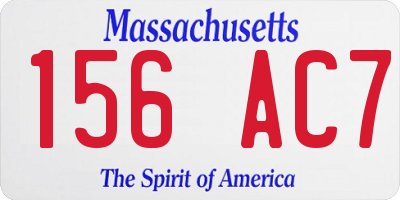 MA license plate 156AC7